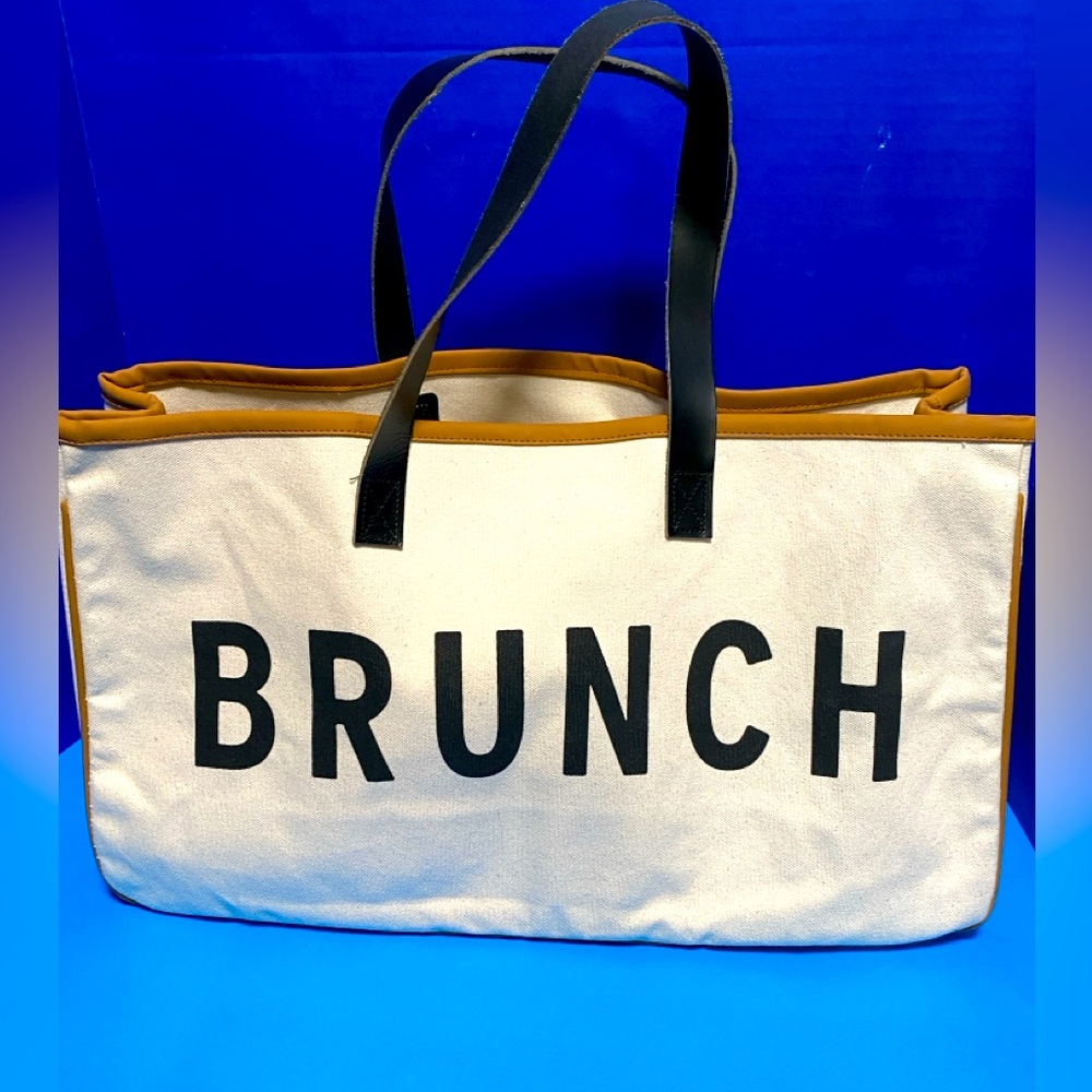 Santa Barbra Brunch Canvas Tote Bag with Leather Accents